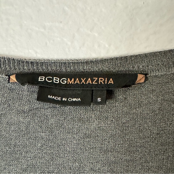 BCBG MaxAzria Grey Tunic Silk & Cotton Blend Sweater Size S. V-Neck. - Picture 4 of 10